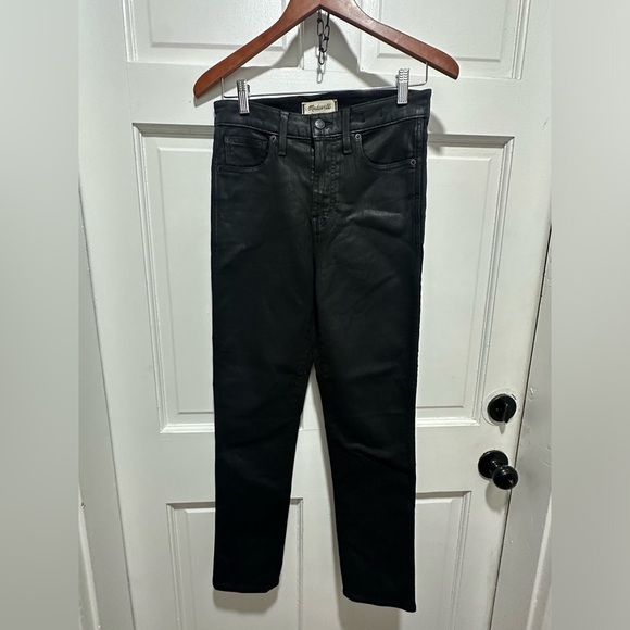Madewell Stovepipe Jeans in True Black Wash: Coated Edition Size 27 EUC - Picture 2 of 5